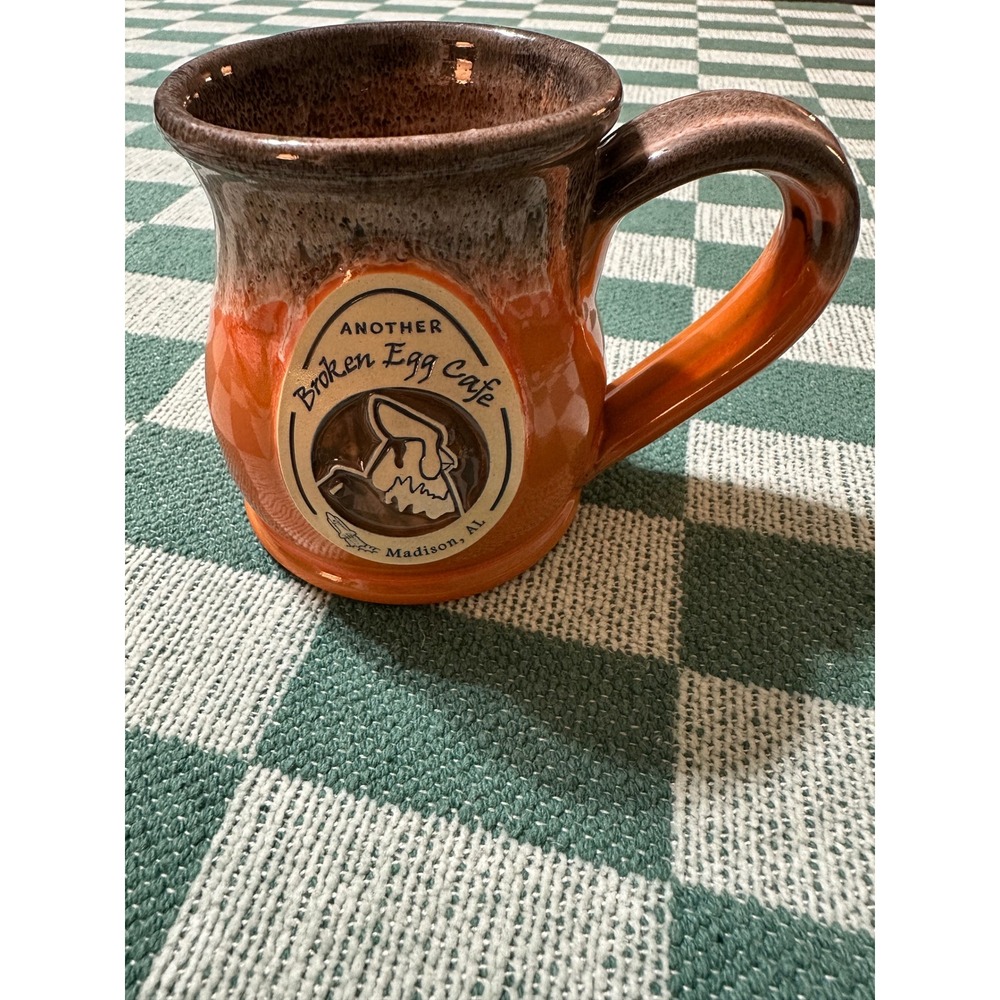 Deneen Pottery Another Broken Egg Cafe in Madison, AL Orange Cast Coffee Mug